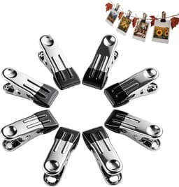 Wasknijpers - Kledingklemmen Hangers - Kleding Drogen - Roestvrij Staal - 8 stuks - Zwart — thumbnail 1