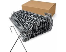 Grondankers U-vorm - Grondpennen Tuin - Bodembedekking Bevestigen - Extra Lange Uitvoering - 40 cm 100 stuks - Staalkleur