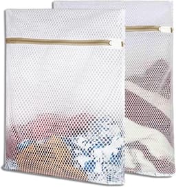 Waszakken voor de wasmachine - Set van 2 wasnetten met gouden rits voor sweaters, shirts en ondergoed (30 x 40 cm) - Ideaal voor reis en organisatie — thumbnail 1