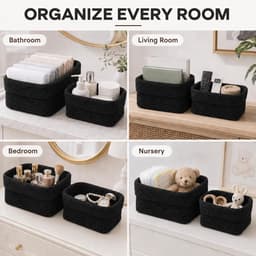Set van 2 opbergmanden voor badkamer, haakmand, decoratieve opbergmand, kleine opbergmanden, kleine opbergmanden voor slaapkamer, keuken, kast, speelgoed, make-up — thumbnail 2
