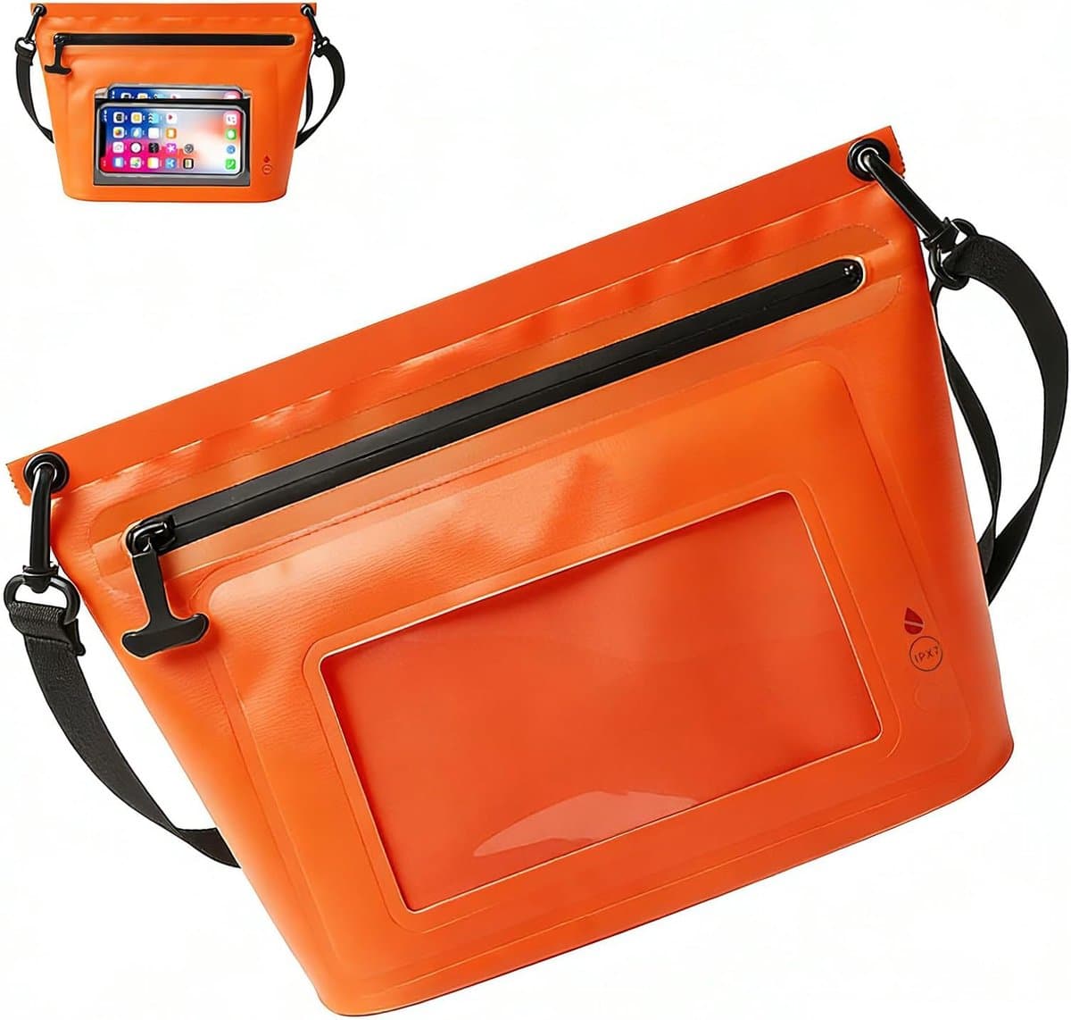 tas voor zwemmen, 6 liter, waterdichte heuptas voor surfen, rivierzoeken, raften, klimmen, wandelen, verkennen (oranje — afbeelding 1