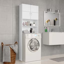 Wasmachine ombouw - Kast - Opbouwmeubel - Verhoger - Wasmachine meubel - Opbergkast - Hout - Wit — thumbnail 2