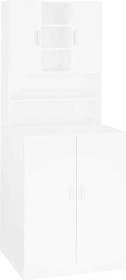 Wasmachinekast - Badkamerkast Organizer - Opbergen - Houten Constructie - 705 x 255 x 90 cm - Wit — thumbnail 5