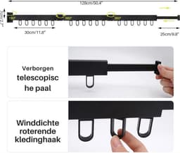 DD Droogrek Muur - Droogrek wand - Wasrek Muur - Uitrekbaar - Zwart — thumbnail 2