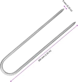 30 cm U-grondanker gegalvaniseerde tentharingen - tuinharingen met beitelpunt - trampoline haringen - camping tenten luifels — thumbnail 3