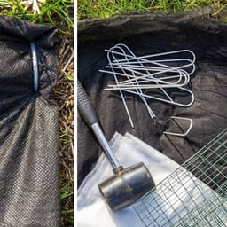 200x gecoat stalen grondankers voor onkruidvlies en folies - tuin en camping - rond - 200 stuks - 150x25x3mm — thumbnail 2