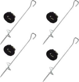 8 delige grondanker set - trampoline haringen en spanbanden - verzinkt staal - zwart/zilver — thumbnail 1