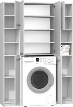 Wasmachine Ombouwkast-Opbouwkast Wasmachine Met 2 kolomkasten Wit — thumbnail 2