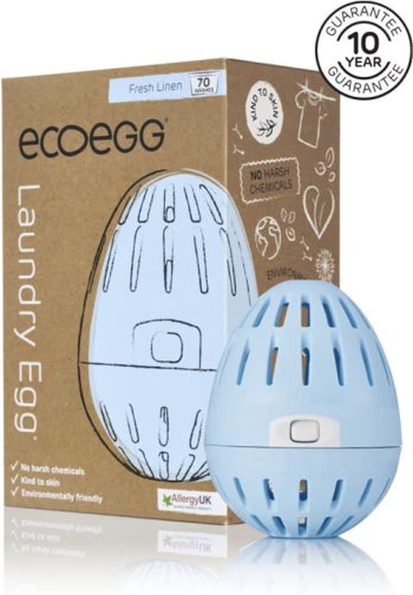 EcoEgg Was ei – Verse Linnen - Wasparels – Navulbaar – Geschikt voor de gevoelige huid – Dermatologisch getest - 70 wasbeurten - Blauw — afbeelding 1