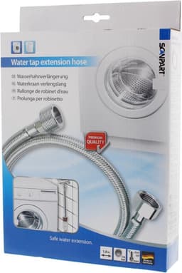 Scanpart gepantserde verlengslang 1 meter - Veilige verlenging van waterslang - Geschikt voor wasmachine vaatwasser boiler koffiezetapparaten ijsblokjesmachine side-by-side koelkasten - KTW-A en DVGW goedgekeurd - Gevlochten RVS - Universeel — thumbnail 5