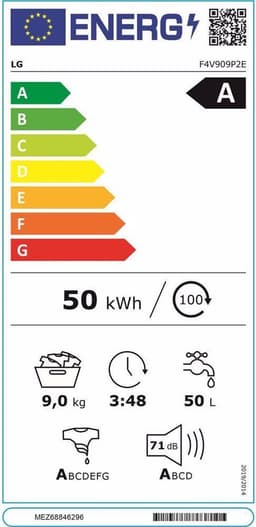 LG F4V909P2E wasmachine Voorbelading 9 kg 1400 RPM Wit — thumbnail 5