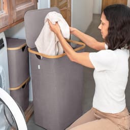 Grijze Wasmand met Deksel en Handgrepen XXL 100 L - Grote Wasmand Wasbak - Laundry Basket with Lid & Handles — thumbnail 5