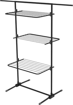 Triple+ Black Droogrek - Uitklapbare Planken - 70 x 58 x 137 cm - 16m Droogoppervlak - Design Kwaliteit - Sterkste Droogrek Zweden — thumbnail 2