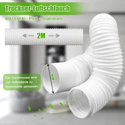 150 mm airconditioningsslang - 2 m lengte - flexibele ventilatieslang - verlenging voor wasdroger en afzuigkap - linksom draaiend — thumbnail 2