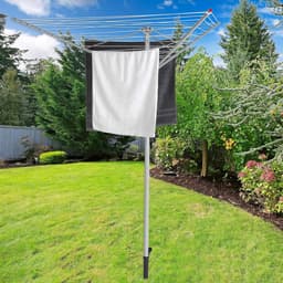 Outdoor kledingluchter - stalen droogrek voor de tuin, 30 m droogruimte, inclusief grondpin, 15 kg draagvermogen, opvouwbaar voor eenvoudige opslag, grijs — thumbnail 2