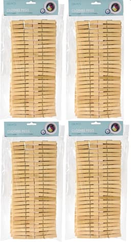 Excellent Houseware Wasknijpers - 400x - bamboe hout - 7 cm — thumbnail 4