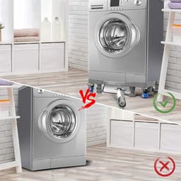 Wasmachine verhoger verstelbaar - wasmachine sokkel onderstel met 8 voeten en 4 wielen - antislip en schokabsorberend - 40-63 cm - wasmachinebasis Wasmachine verhoger — thumbnail 3