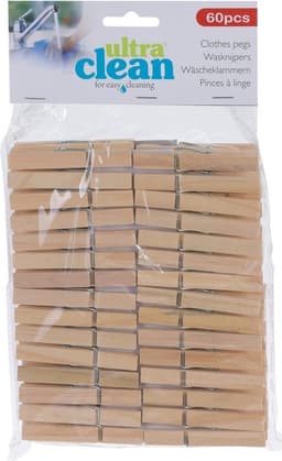 Canvas knijperzak/ opbergzakje knijpers zwart met koord 25 x 30 cm en 120 houten wasknijpers - Knijperzak met knijpers — thumbnail 4