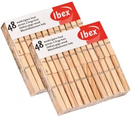 Wasknijpers - 48x - hout - knijpers - wasspelden - wasgoed ophangen — thumbnail 1