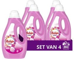 Robijn - Vloeibaar Wasmiddel - Color Pink Sensation - 4 flessen - 80 wasbeurten - Voordeelverpakking