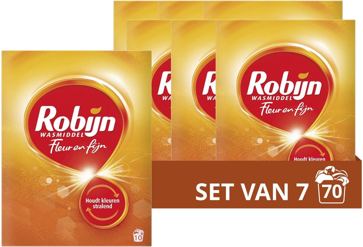Robijn - Waspoeder - Fleur & Fijn - 7 x 10 wasbeurten - Voordeelverpakking — afbeelding 1