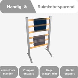 Elektrisch Droogrek - Elektrische Handdoekradiator - Handdoekhouder - Vrijstaand of Aan De Muur Gemonteerd - Handdoekverwarmer met 6 Staven voor Kleding en Handdoeken - Aluminium - Grijs — thumbnail 3