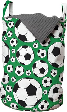New Bed, Opbergmand kinderkamer Voetbal Sport Motief met Handvatten en Koordsluiting, Speelgoedmand kinderen - Speelgoedkist- Wasmand Kinderkamer - Wasbox - 33 x 48 cm — thumbnail 1