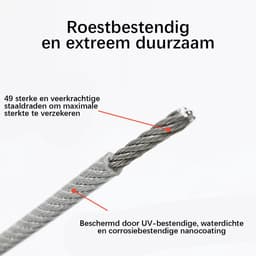 Waslijn Uittrekbaar - Uittrekbare Drooglijn - Waslijndraad met Stalen Kern - Roldrooglijn Binnen en Buiten - Wasdraad - 4,3 m Drooglengte - Boren - Wit — thumbnail 4