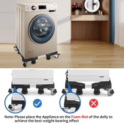 Washing Machine Stand 300kg Load Capacity - Adjustable Width 40-62cm - Height 11-12.5cm - 8 Padded & 4 Lockable Wheels — thumbnail 3