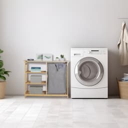 wasmand rek - bamboe - 3 planken - uittrekbaar - 80 x 100 x 32 cm - badkamerrek - slaapkamer — thumbnail 5