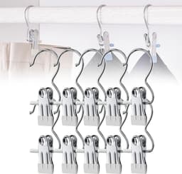 Ruimtebesparende Wasknijpers - Kledinghangers Clips - Opbergen Kast - 360 Graden Draaibaar - Compact Ontwerp - Grijs — thumbnail 2
