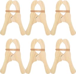 Wasknijpers Hout - Klemmen - Was Drogen - Robuust Ontwerp - 6 Stuks - Natuurlijk — thumbnail 1