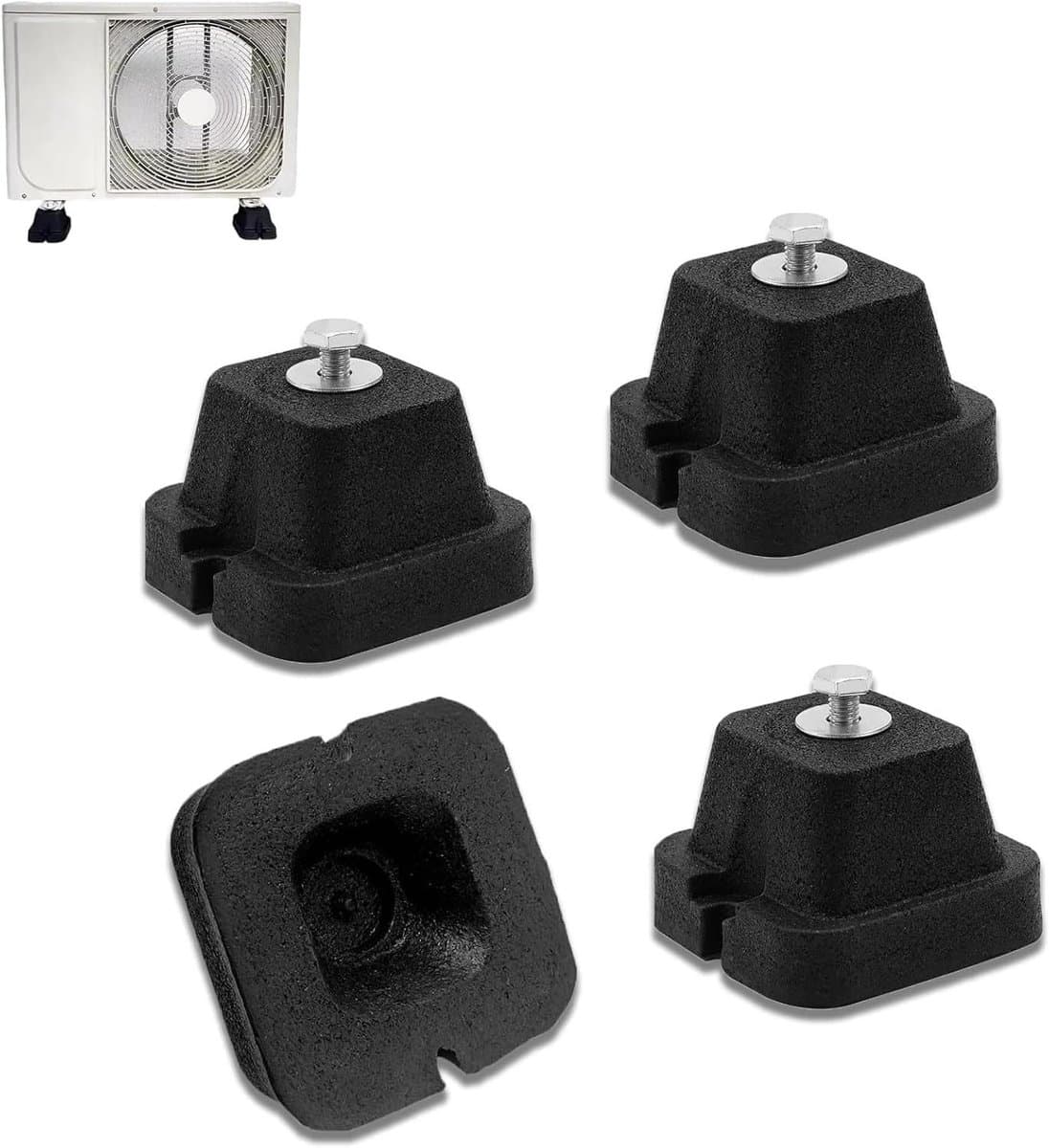 Vloerbeugels Airco - Dempingsvoeten - Trillingen Dempen - Hoge Belasting - 4 Stuks - Zwart — afbeelding 1
