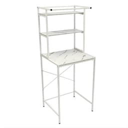 Wasmachine en Droger Opbergrek – Verstelbaar Badkamer Organizer Rek met Verstelbare Voeten – Ruimtebesparend Opslagsysteem 69 x 60 x 176,5 cm – Wit & Marmer — thumbnail 1