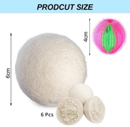 Dailygoods - Set van 6 Natuurlijke Wol Drogerballen van 6 cm — thumbnail 2