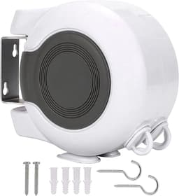 Uitschuifbare Dubbele Waslijn - 15m x 2 Zware Waslijn voor Binnen & Buiten - Dubbel Wasdroogsysteem met Eenvoudige Installatie - Wit - 1 Stuk — thumbnail 1