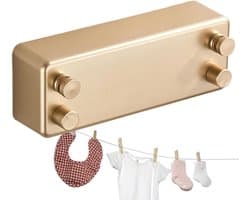 Uittrekbare Waslijn - Droogrek Dubbel - Kleding Drogen - Zonder Boren - 1 Meter - Goud