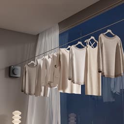 Uittrekbare Waslijn - Waslijn Binnen - Kleding Drogen - Niet Doorhangend Touw - 4.8 Meter - Grijs — thumbnail 2