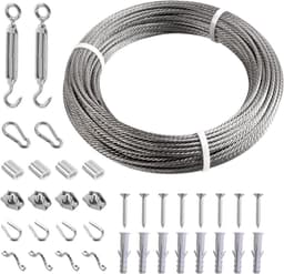 Waslijn Set - Kledinglijn Staal - Buiten Kleding Drogen - Roestvrij Staal Coating - 30 meter - Zilver — thumbnail 1