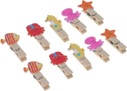 Houten Wasknijpers - Decoratieclips Fotoclips - Foto's Ophangen - Natuurlijk Bamboe Hout - 35 cm - Houtkleur — thumbnail 1