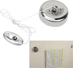 Intrekbare Waslijn - Wasdroger Touw - Kleding Drogen - Roestvrij Staal - 2.8 Meter - Zilver — thumbnail 3