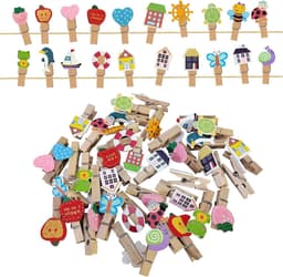 Schattige houten mini knijpers voor kinderen - 40 stuks voor foto-display, knutselen en decoratie — thumbnail 1