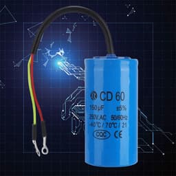 Allecto - CD60-condensator - Bedrijfscondensator met Kabel - 250V AC - 150uF - Ideaal voor Motorluchtcompressor - Blauwe kleur - Betrouwbare werki — thumbnail 4