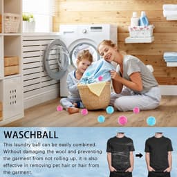 SnelShoppen - 12 Wasballen, Herbruikbare Anti-Haar Wasballen, Verwijdert Dierhaar, Microvezel, Voor Kleding en Beddengoed (Kleurmix) — thumbnail 2