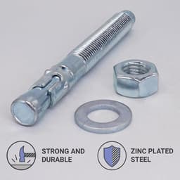 Wedge Anchors - Metal Dowels - Bevestigen in Beton - Gegalvaniseerd Staal - M16 x 140mm - Zilverkleurig — thumbnail 2