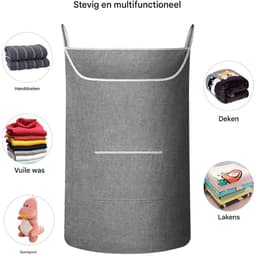 carmdering - Deur Hangende Wasmand - Extra Grote Wasopberger - 600D Oxford Stof Mand - Grote Opening Ontwerp - Onderste Rits Systeem - Waterdicht 600D Materiaal - Scheurvast En Duurzaam - Bespaart Ruimte En Houdt Kamer Netjes - 1 Stuk - Grijs — thumbnail 5