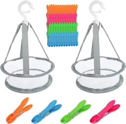 50 Stuks Kledingknijpers met Opbergmand, Winddichte Plastic Klemmen voor Waslijnen en Hangers — thumbnail 1