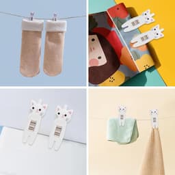 Katten Snack Clips - Wasknijpers Zaksealer - Voedsel Zakken Sluiten - Stevige Metalen Veer - 12 Stuks - Wit — thumbnail 3