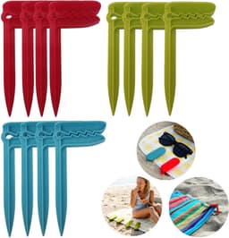12 delige Strandhanddoekclips - Handdoekhouder clips - Picknickmat clips - Winddichte campingmat clips - Strand accessoires - Voor strand, kamperen, picknicks, reizen (7,5*15 cm - Diverse kleuren) — thumbnail 1