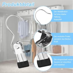 Wasknijpers Roestvrij Staal - Kledingklemmen Metalen Clips - Kleding Ophangen - 360 Graden Draaibare Haak - 35 stuks - Zwart — thumbnail 2